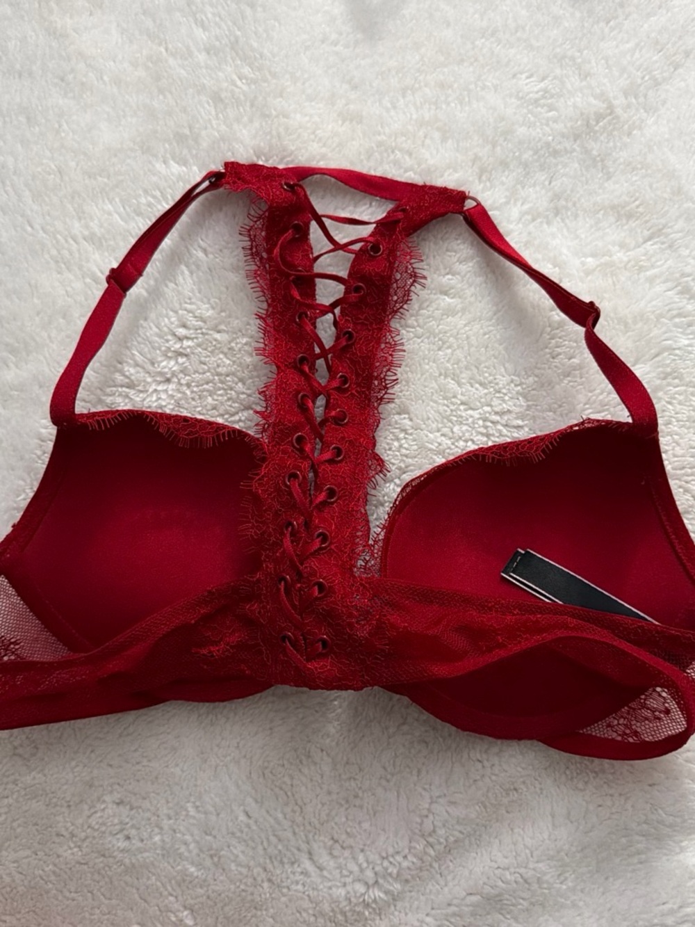 Victoria's Secret Red Lace Push-Up Bra with Decorative Back Straps - Picture 3 of 4